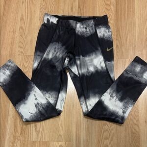 Nike Pro Combat Dri Fit Tie Dye Black and White Leggings Size Small